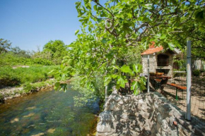 House with large garden right next to the river